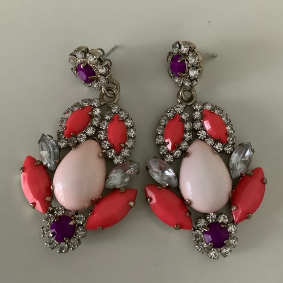 J.CREW Statement Jewel Stones Colourful Earrings Woman’s Like New Jewelry - Picture 8 of 8
